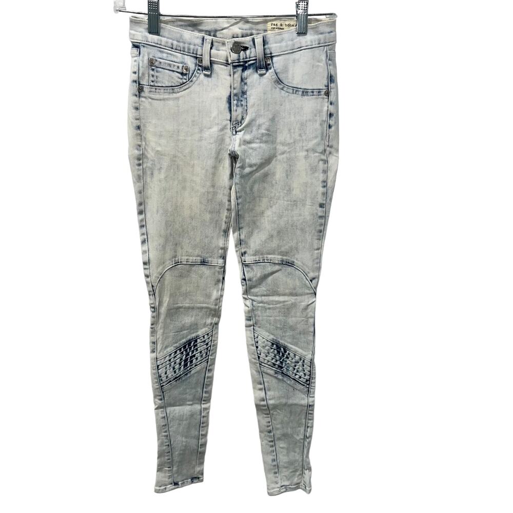 Rag & Bone Intermix Bleach Out Skinny Moto Jeans Size 26